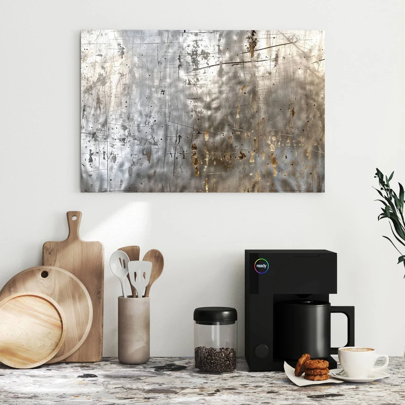 Metall Magnettafel - Goldspuren auf Silber