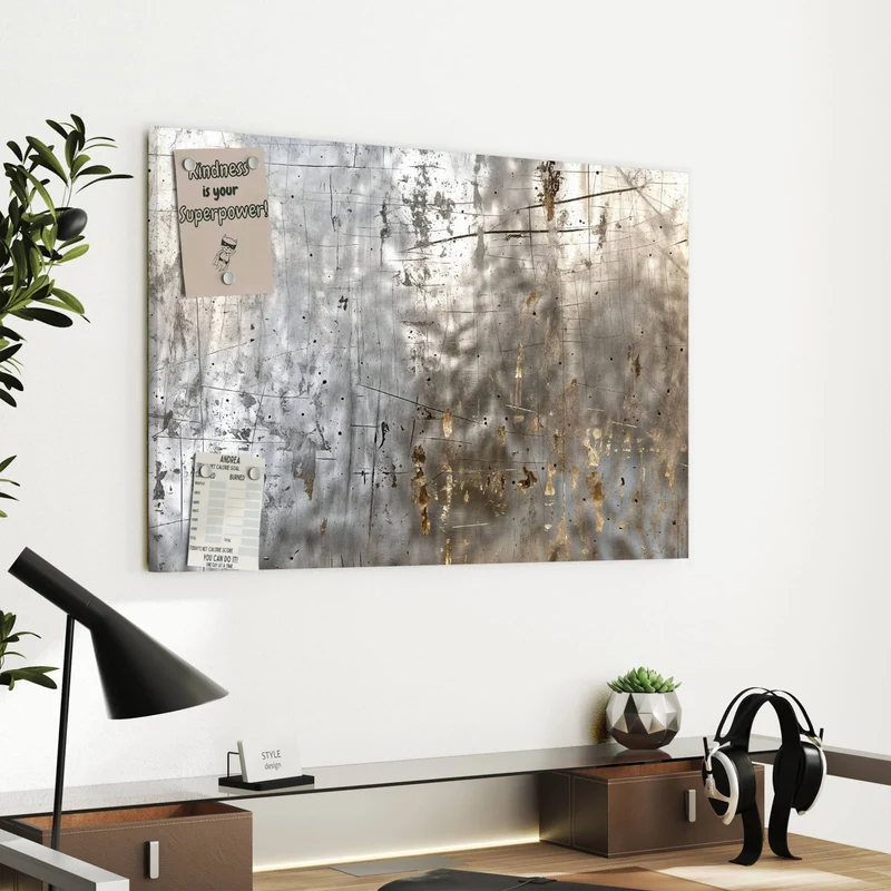 Metall Magnettafel - Goldspuren auf Silber