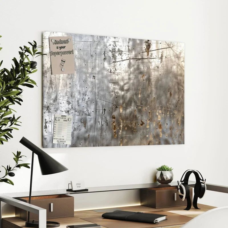 Metall Magnettafel - Goldspuren auf Silber