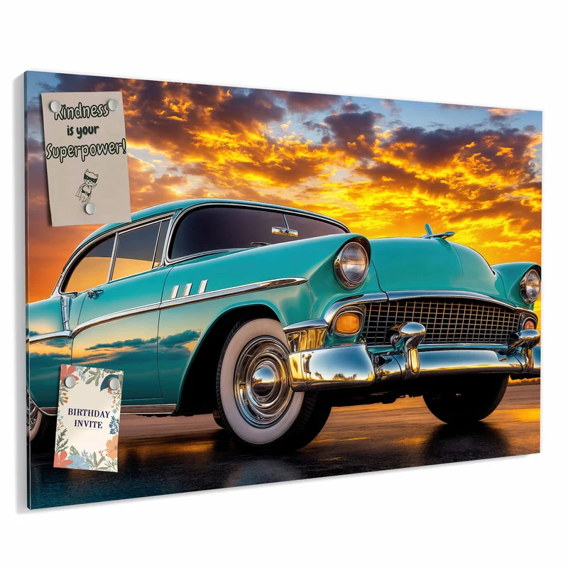 Metall Magnettafel - Türkiser Oldtimer