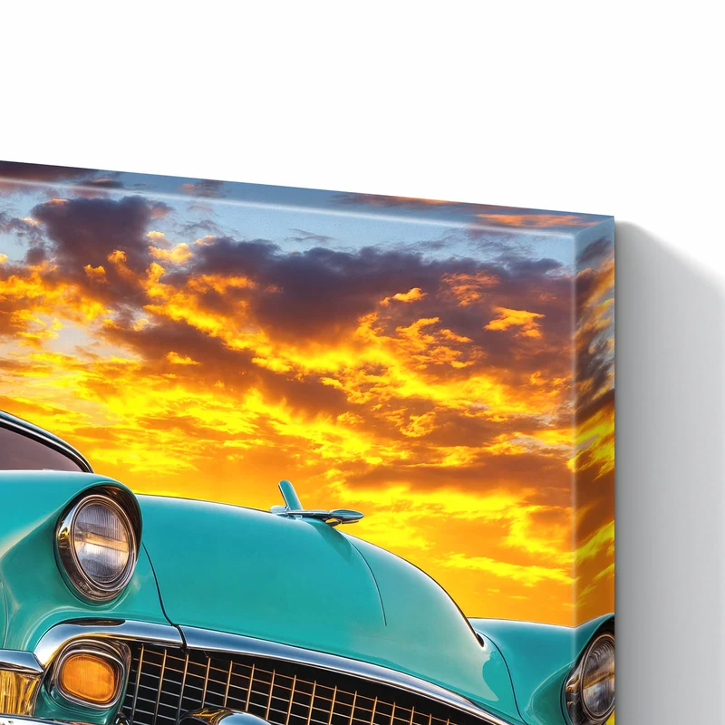 Metall Magnettafel - Türkiser Oldtimer