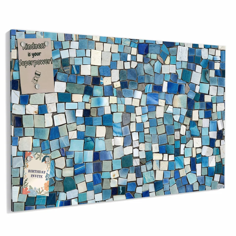 Metall Magnettafel - Blaues Mosaik