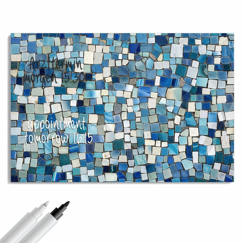 Metall Magnettafel - Blaues Mosaik