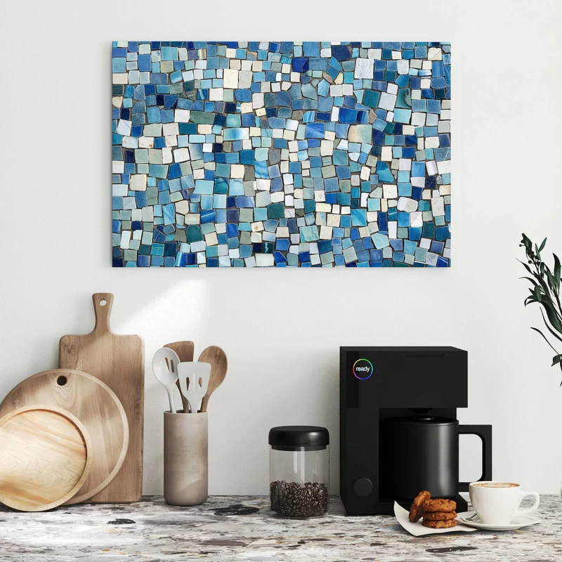 Metall Magnettafel - Blaues Mosaik