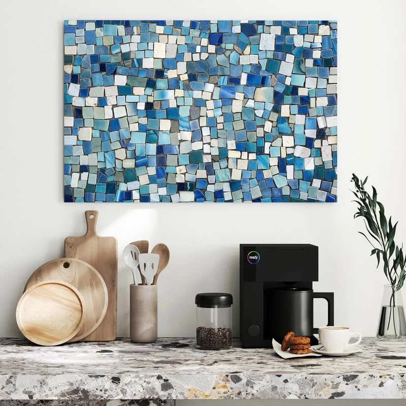 Metall Magnettafel - Blaues Mosaik
