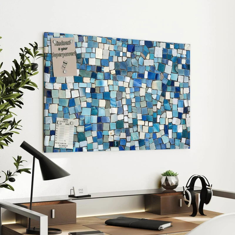 Metall Magnettafel - Blaues Mosaik