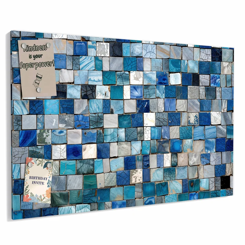Metall Magnettafel - Blaue Marmorfliesen