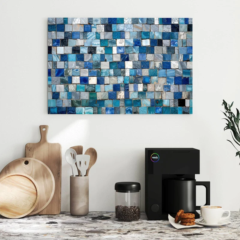 Metall Magnettafel - Blaue Marmorfliesen