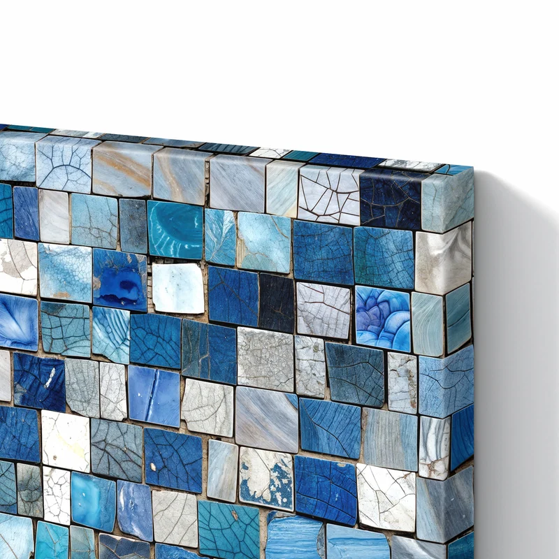 Metall Magnettafel - Blaue Marmorfliesen