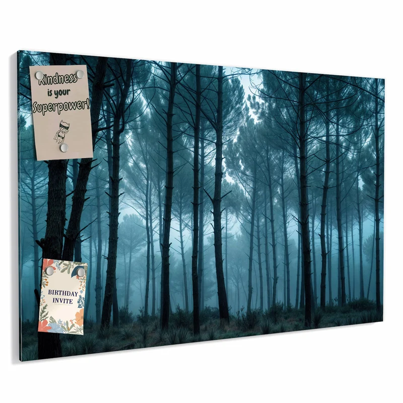 Metall Magnettafel - Nebeliger Wald