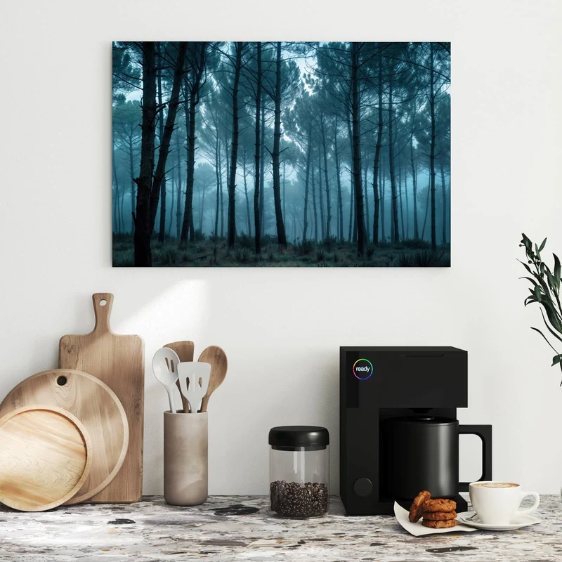 Metall Magnettafel - Nebeliger Wald