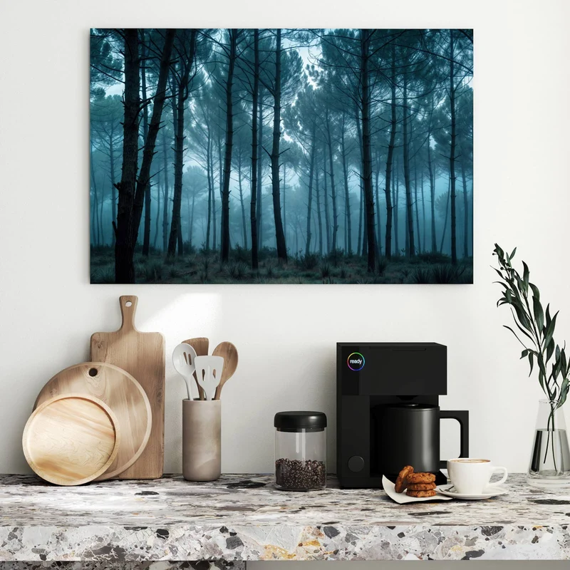 Metall Magnettafel - Nebeliger Wald