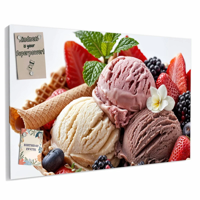 Metall Magnettafel - Eiskugeln mit Beeren