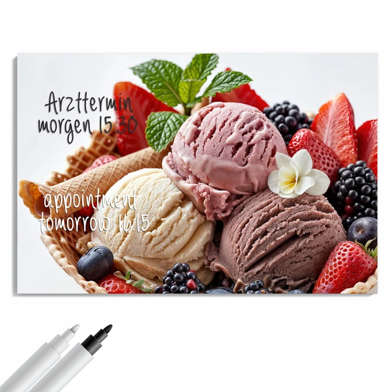 Metall Magnettafel - Eiskugeln mit Beeren