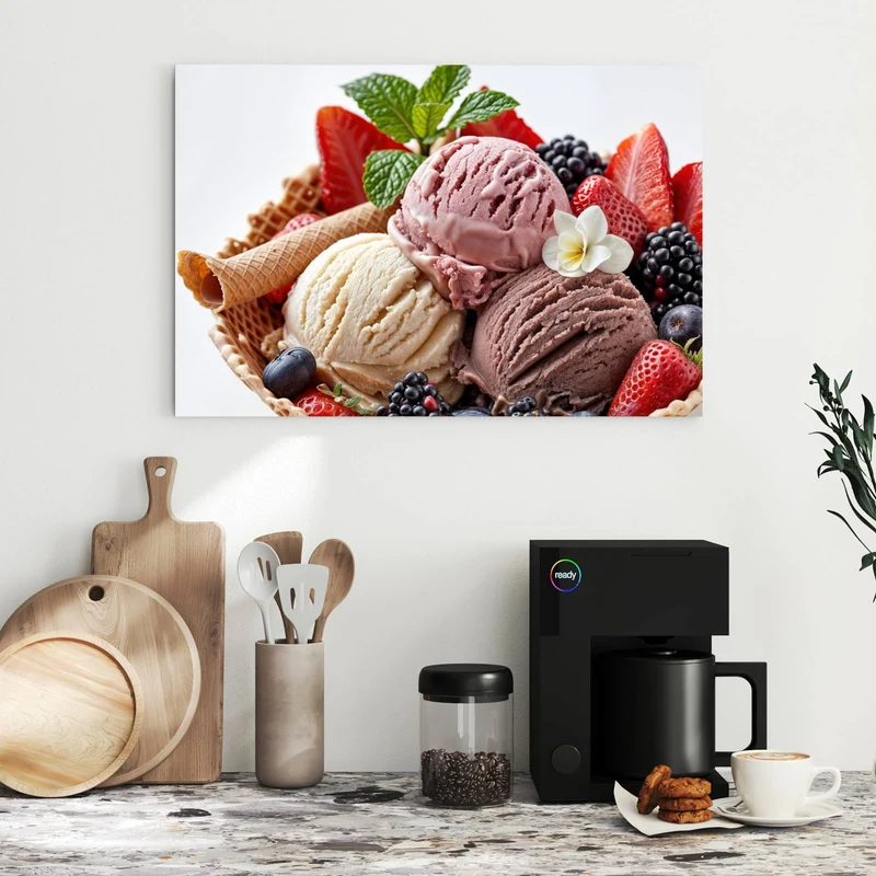 Metall Magnettafel - Eiskugeln mit Beeren