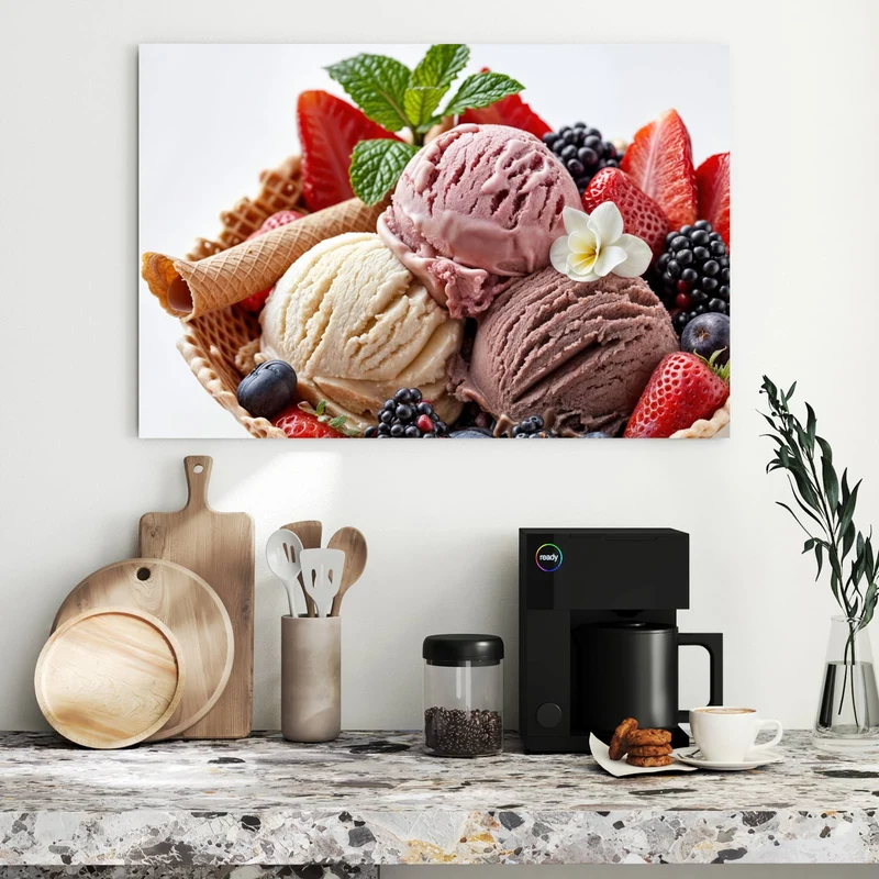 Metall Magnettafel - Eiskugeln mit Beeren