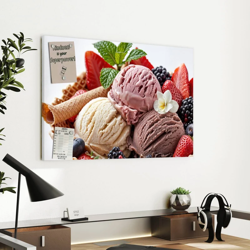 Metall Magnettafel - Eiskugeln mit Beeren