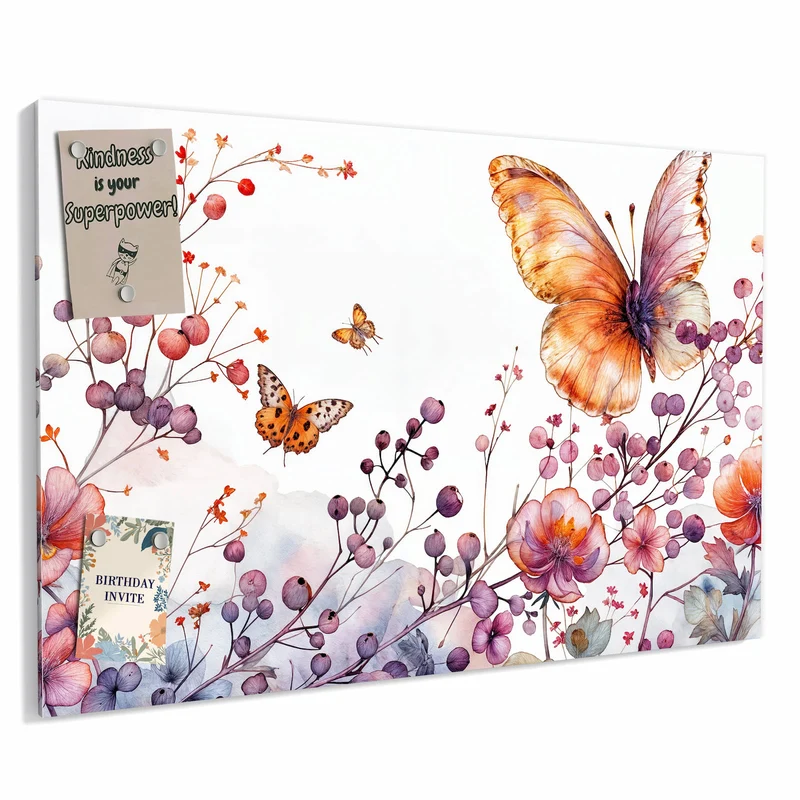Metall Magnettafel - Falter über Blüten