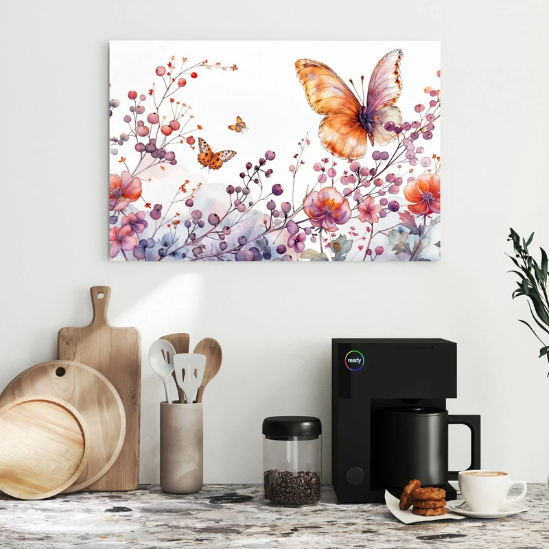 Metall Magnettafel - Falter über Blüten