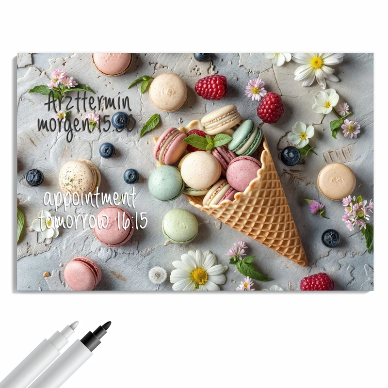 Metall Magnettafel - Macarons in der Waffel
