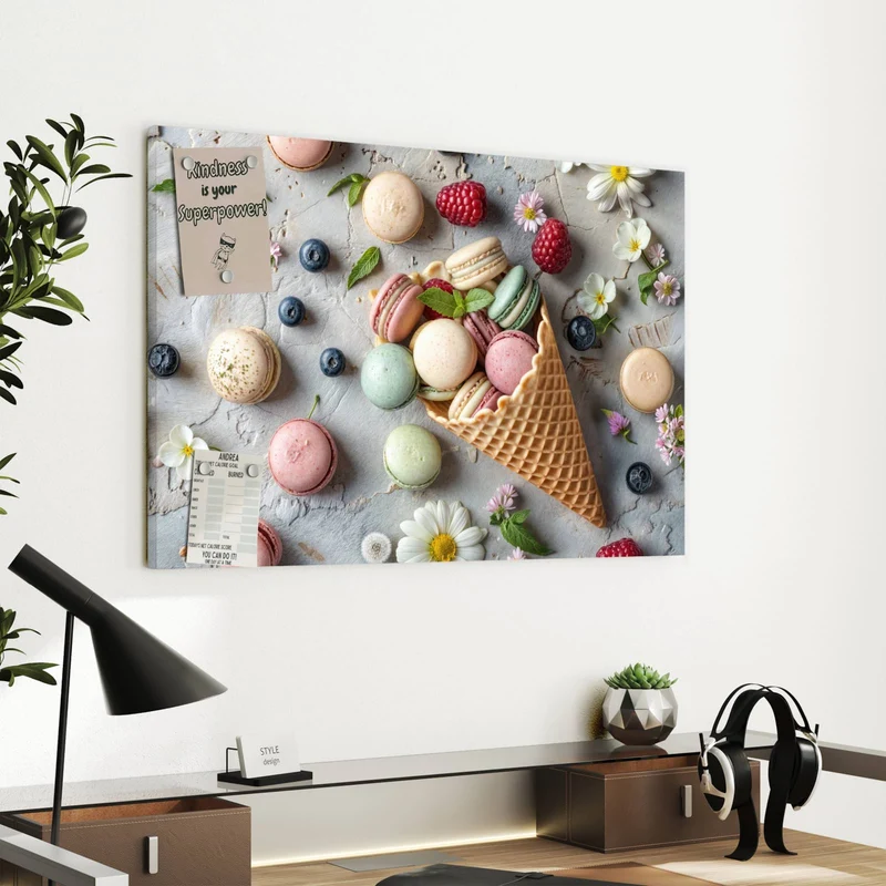 Metall Magnettafel - Macarons in der Waffel