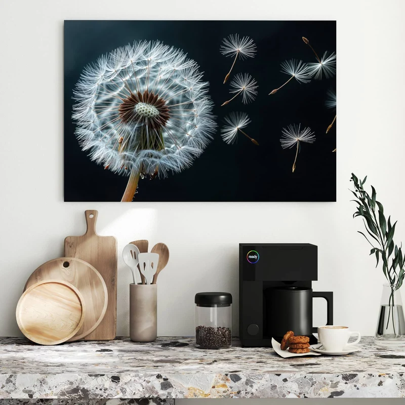Metall Magnettafel - Fliegende Pusteblume