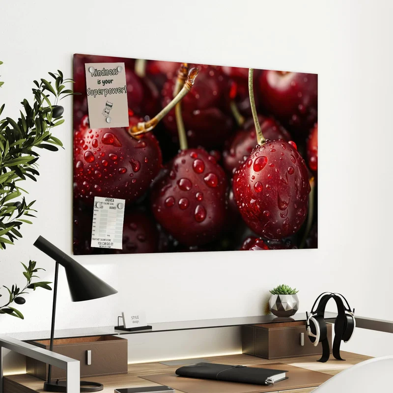Metall Magnettafel - Rubinrote Kirschen