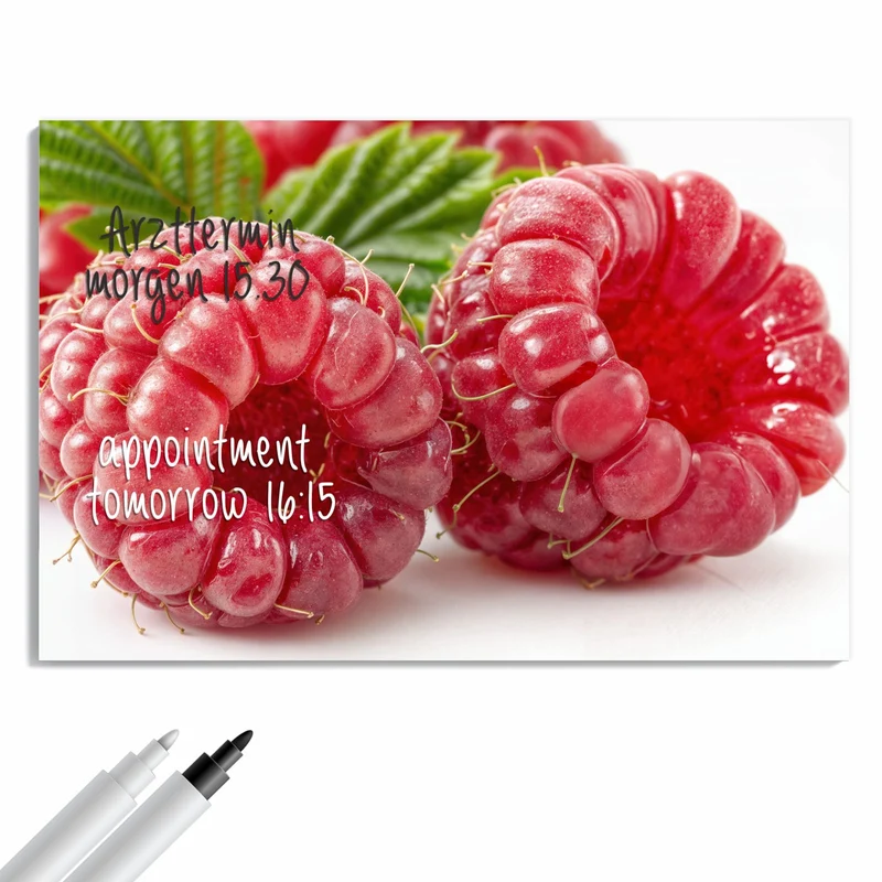 Metall Magnettafel - Saftige Himbeeren