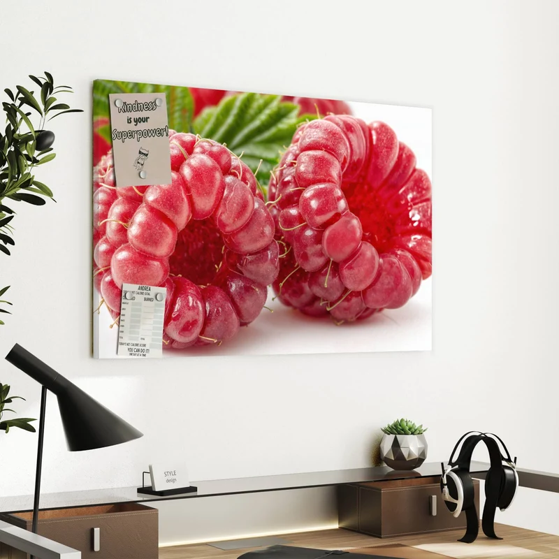 Metall Magnettafel - Saftige Himbeeren