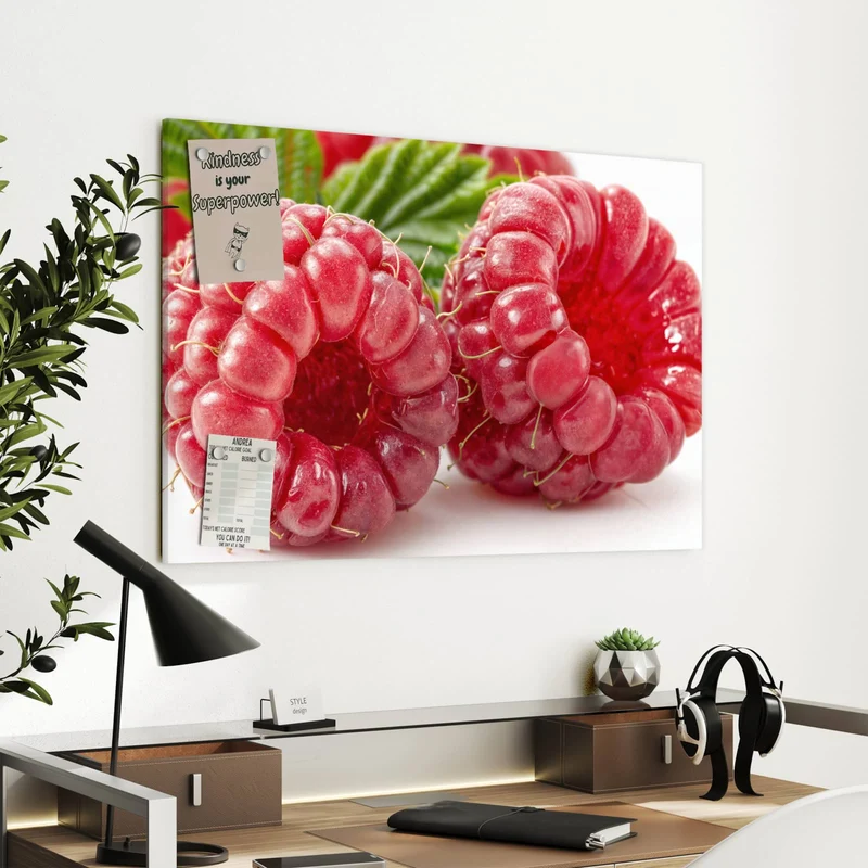 Metall Magnettafel - Saftige Himbeeren