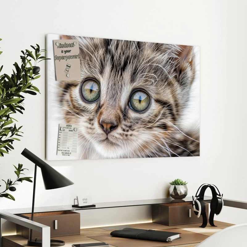 Metall Magnettafel - Neugieriges Katzenjunges
