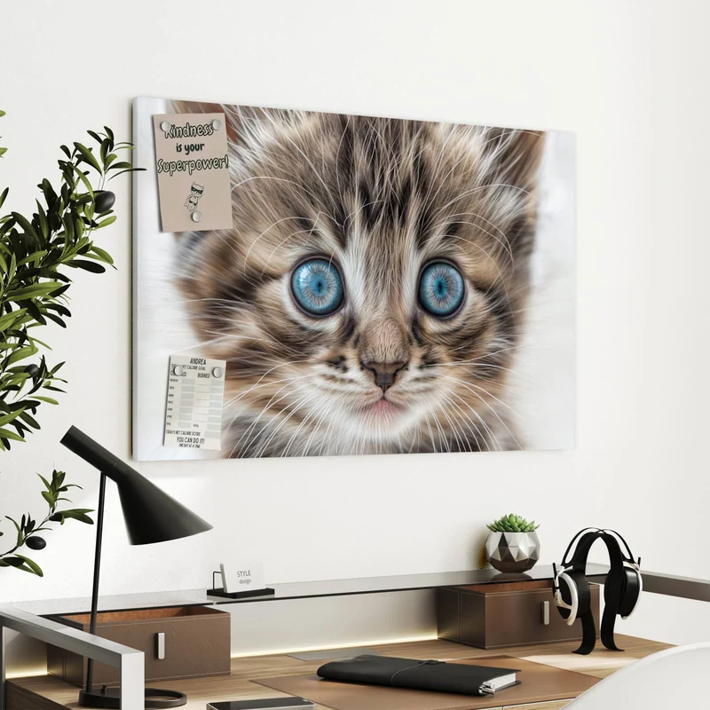 Metall Magnettafel - Blauäugiges Kätzchen