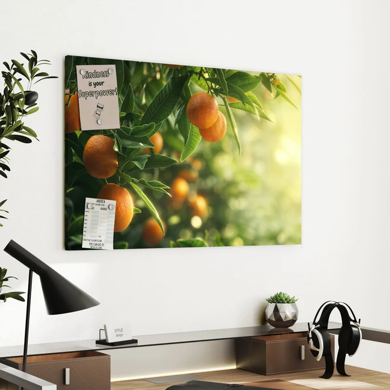 Metall Magnettafel - Reife Orangen am Zweig