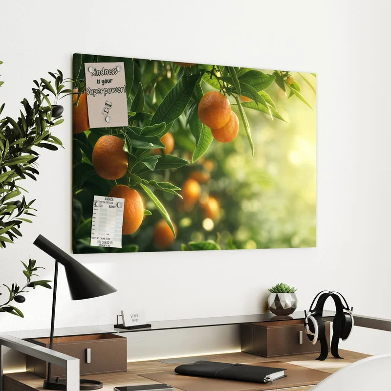 Metall Magnettafel - Reife Orangen am Zweig