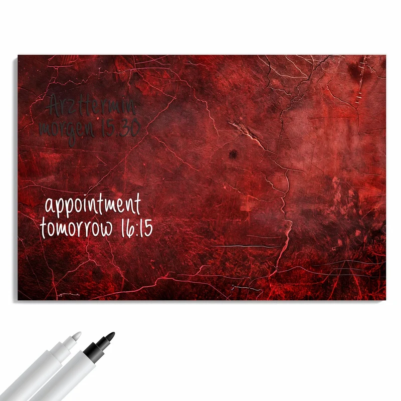 Metall Magnettafel - Rissiges Rot