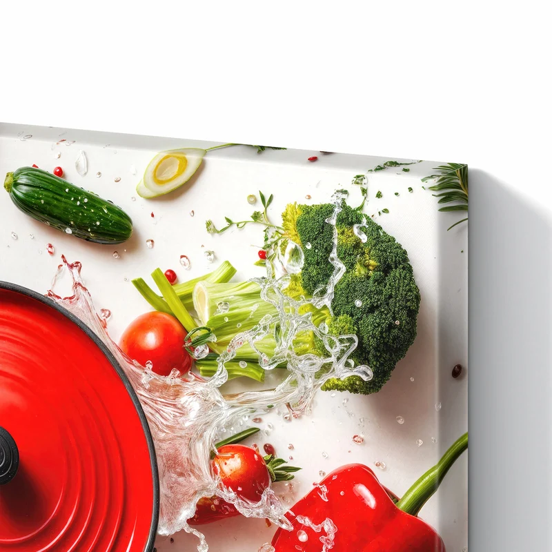 Metall Magnettafel - Roter Topf mit Gemüse