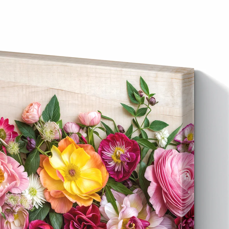 Metall Magnettafel - Blumenband auf Holz