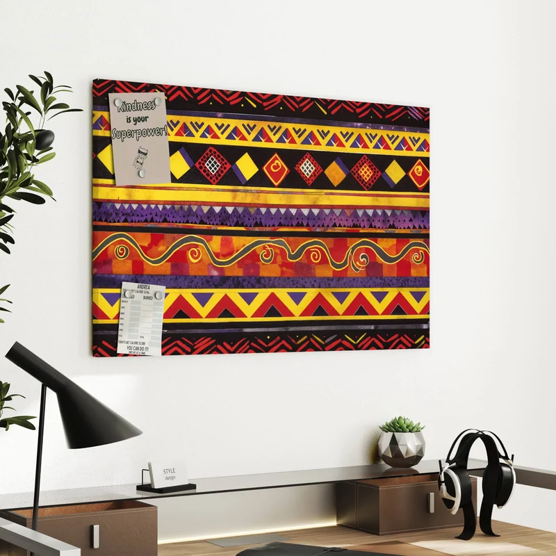 Metall Magnettafel - Ethno Muster in Rot