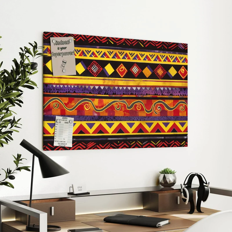 Metall Magnettafel - Ethno Muster in Rot
