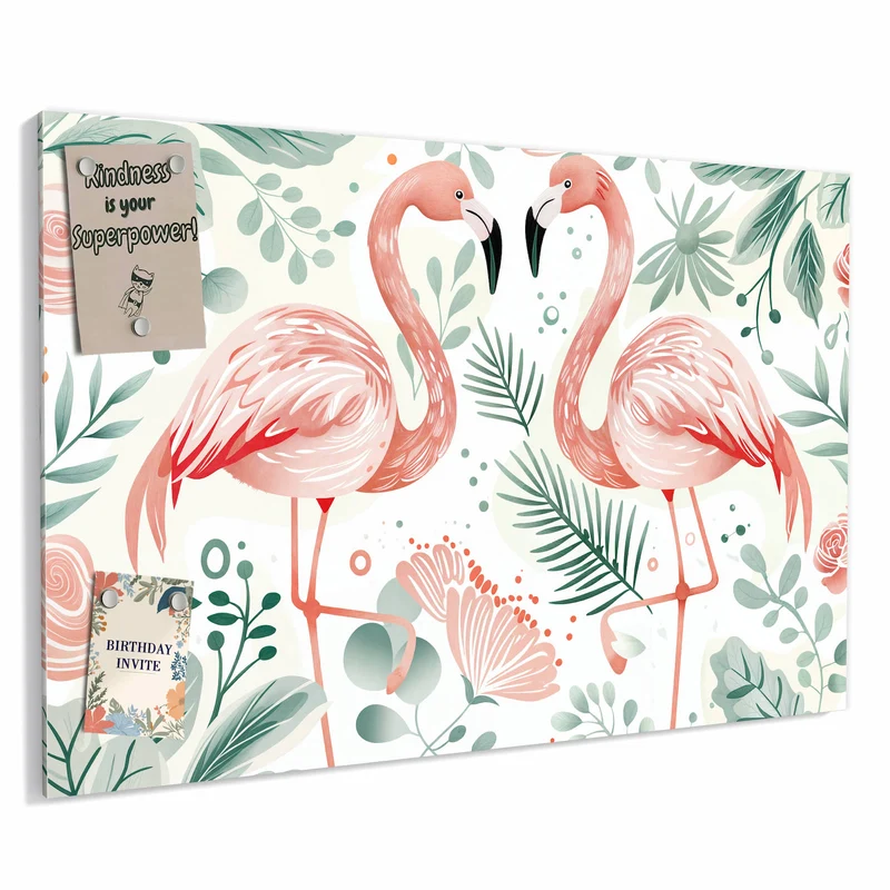 Metall Magnettafel - Flamingos in Pastell