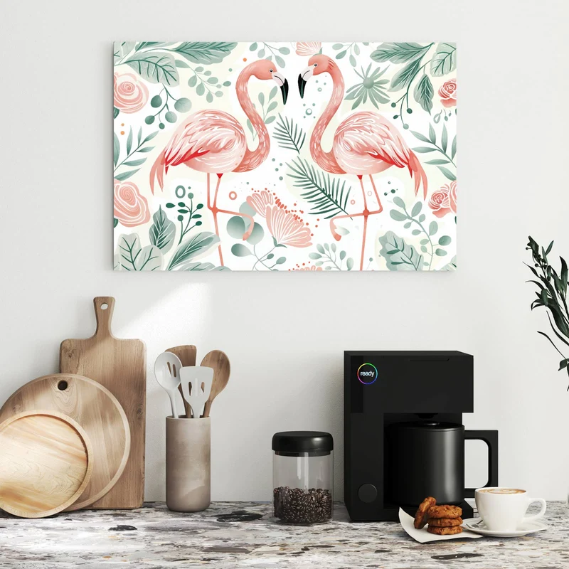 Metall Magnettafel - Flamingos in Pastell