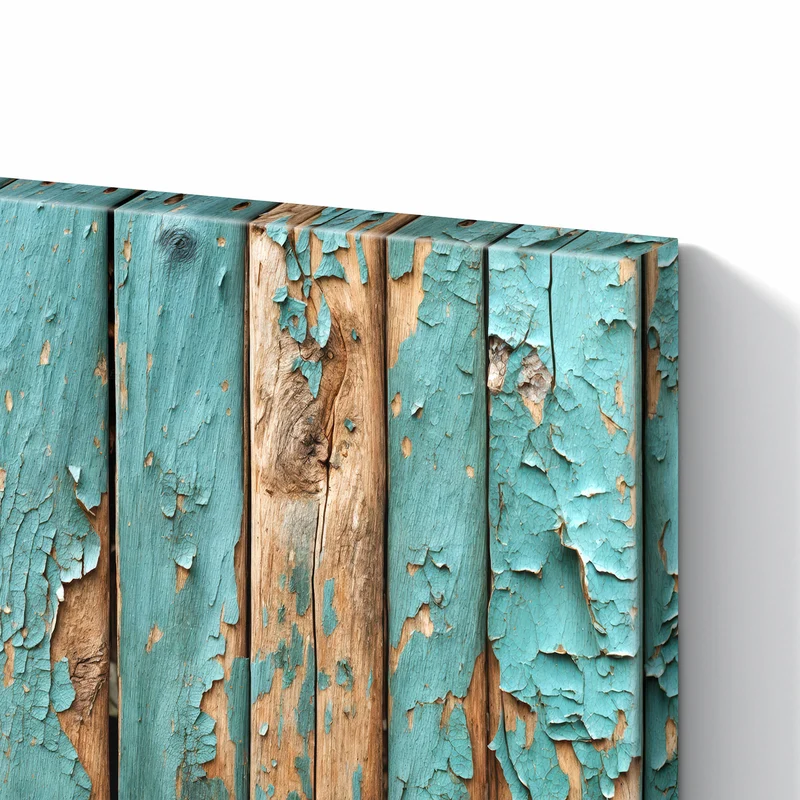 Metall Magnettafel - Türkise Farbe auf Holz