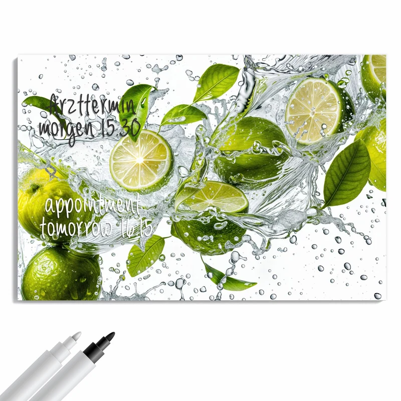 Metall Magnettafel - Limetten im Wasser