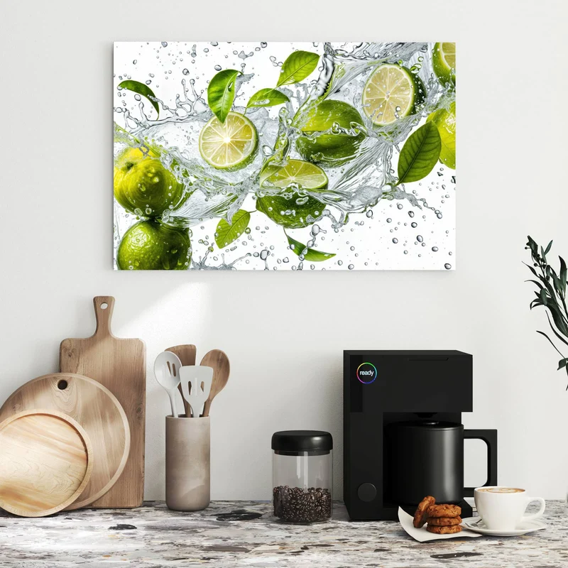 Metall Magnettafel - Limetten im Wasser