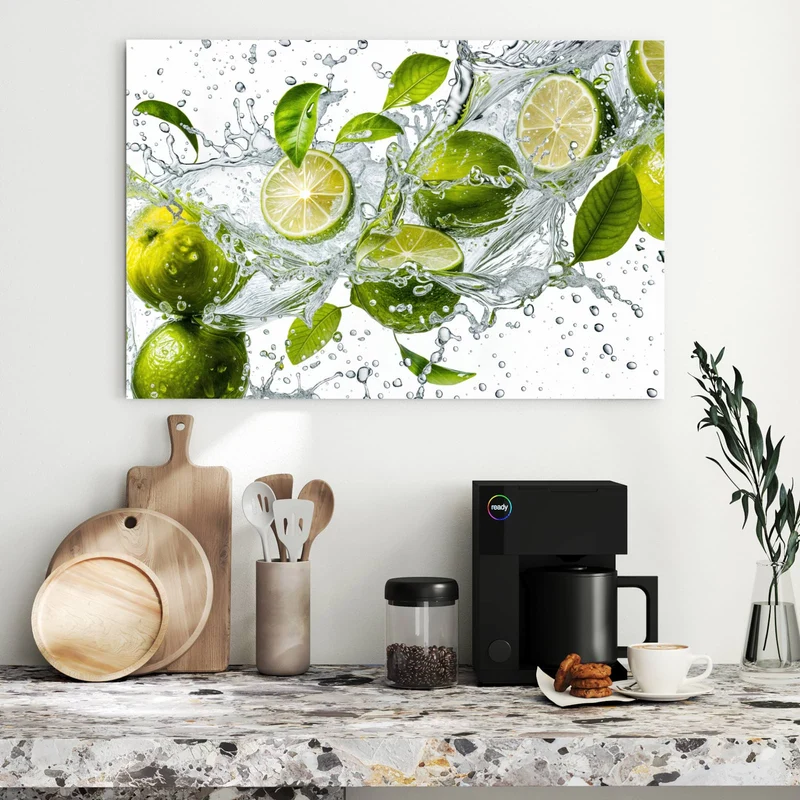 Metall Magnettafel - Limetten im Wasser