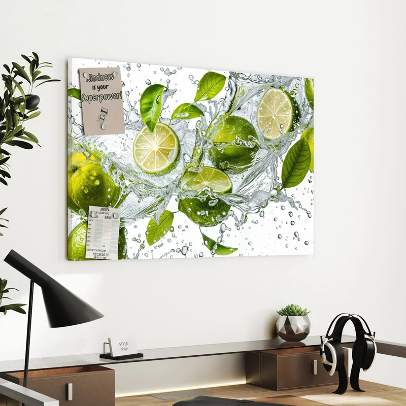 Metall Magnettafel - Limetten im Wasser