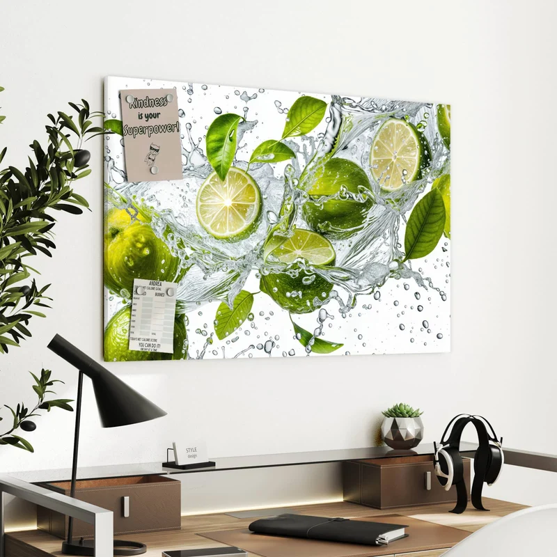 Metall Magnettafel - Limetten im Wasser