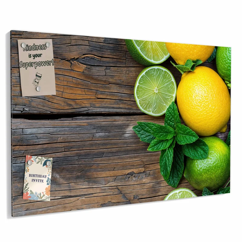 Metall Magnettafel - Zitronen und Limetten