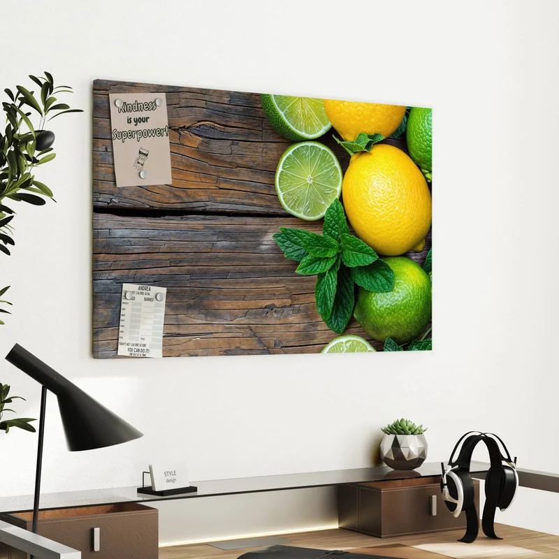 Metall Magnettafel - Zitronen und Limetten