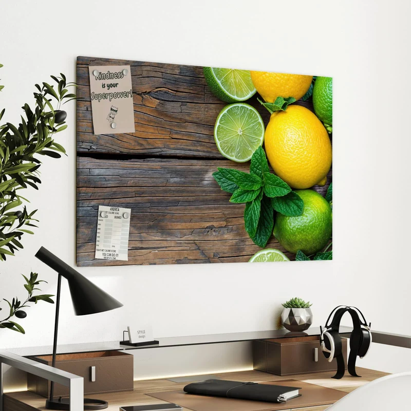 Metall Magnettafel - Zitronen und Limetten